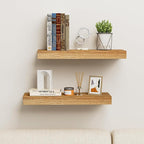 INHABIT UNION Oak Floating Shelves Wood for Wall 15.7in Wall Mounted Display Ledge Shelves Perfect for Bedroom, Bathroom, Liv