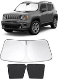3PCS Car Window Shades Front Windshield Sun Shade Foldable Window Shade Custom Fit for 2016-2019 Jeep Renegade Accessories Car Shades for Front Windows Anti-UV Rays Block Heat