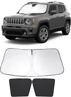3PCS Car Window Shades Front Windshield Sun Shade Foldable Window Shade Custom Fit for 2016-2019 Jeep Renegade Accessories Car Shades for Front Windows Anti-UV Rays Block Heat