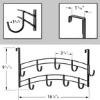 LYNK Professional® Home™ Over Door Hooks Rack - 9 Hook Over Door Hanger - Over Door Towel Rack - Hanging Towels or Clothes - 