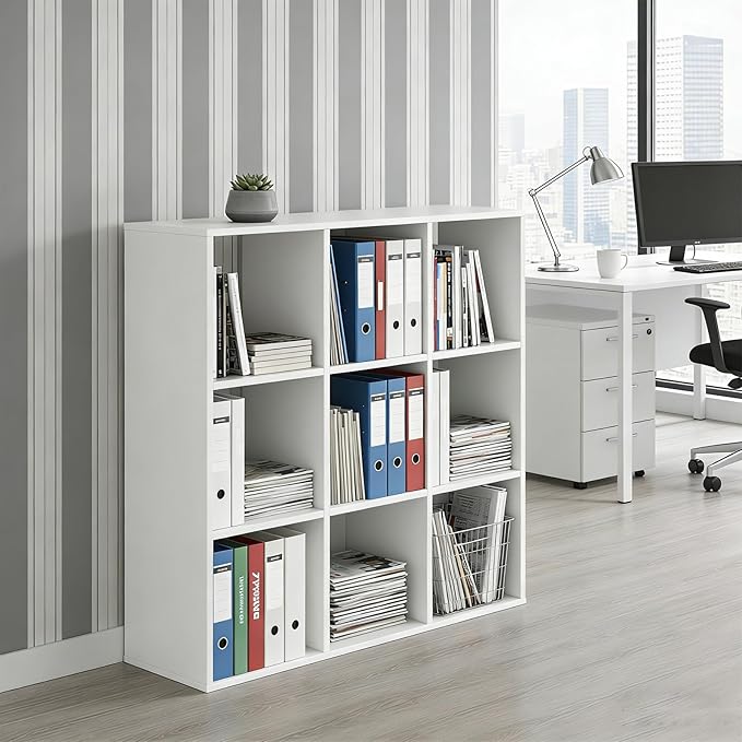 9-Cube Storage Organizer, Reversible Bookcase Shelf, Open Cube Bookshelf, Large Modern Storage for Living Room, Bedroom & Off