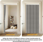 Jilron Accordion Door Curtain Set - 100% Blackout, with Curtain Rod Included, for Bedroom Privacy Protection (Grey-43 W x 78"