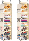 2 Pack Large-Sized Hanging Shoe Organizer 8-Shelf, Hanging Closet Organizer with 8 Side Pockets, Wider Hanging Shelves for St