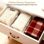 8 Pack Clear Drawer Dividers for Clothes, 4" High 10.6"–16.9" Adjustable Expandable Dresser Drawer Organizer, Dresser Separat