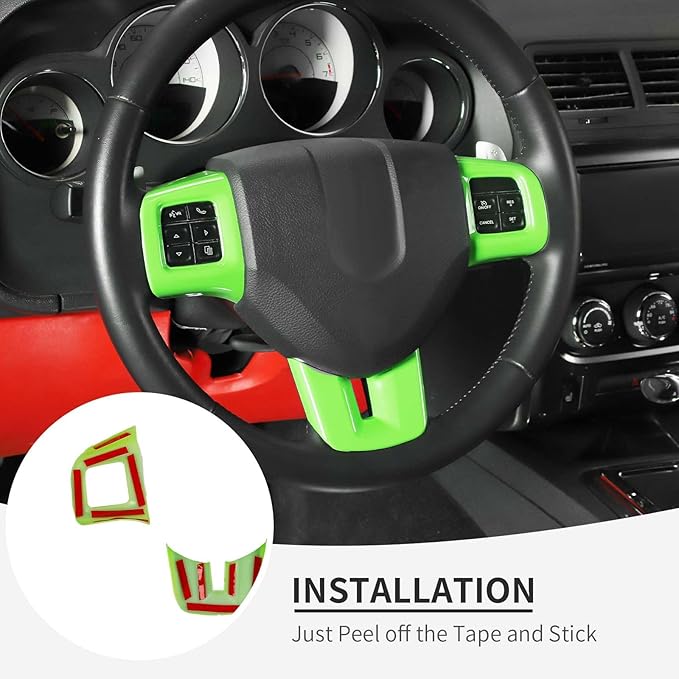 Linskip Steering Wheel Trim Compatible with Dodge Journey 2013-2022 & Charger/Challenger/Durango/Dart 2009-2014, Journey Steering Wheel Cover, Journey Interior Accessories 3Pcs(Light Green)
