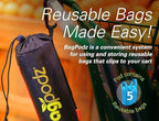 Sturdy Reusable Grocery Bags Foldable and Washable - Made From RipStop Nylon Hold 50lbs - Designed in USA Reusable Shopping Bags Inside a Compact Pod with Carry Clip - 5 Pack in Blue