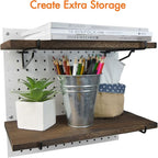 G.CORE 2 Pack Wooden Pegboard Shelves with Brackets, Peg Board Shelf Hooks Assortment Organizer Accessory, Various Tools Stor