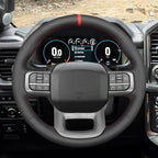 MEWANT Steering Wheel Covers for Ford F-150 2021-2023 / F-150 Lightning 2022-2023 Hand-Stitched F150 Steering Wheel Wrap