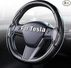 Steering Wheel Cover for Tesla Model 3 (2017-2023) / Model Y (2020-2024),Anti-Slip,Comfortable Grip, Breathable,Customized for Tesla Model 3/Y Accessories,Matte Black