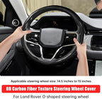 Car Steering Wheel Cover for Land Rover Defender Range Rover Sport Discovery Evoque Carbon Fiber Pattern Protective Cover Black Compatible with 15-inch Wheels Decorative Modification Accessories