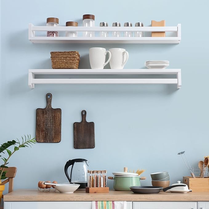 Fun Memories Nursery Book Shelves - Rustic Natural Solid Wood Floating Bookshelf for Kids - Wall Book Shelves for Kids Room (