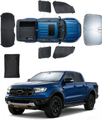 Sun Shades for Ford Ranger 2019-2026 Windshield Sunshade Accessories Full Window Shades for Ranger Front Rear Side Window Covers Fixed with Inserts Sun Visor Blocker Privacy Car Keep Car Cool 6 PCS