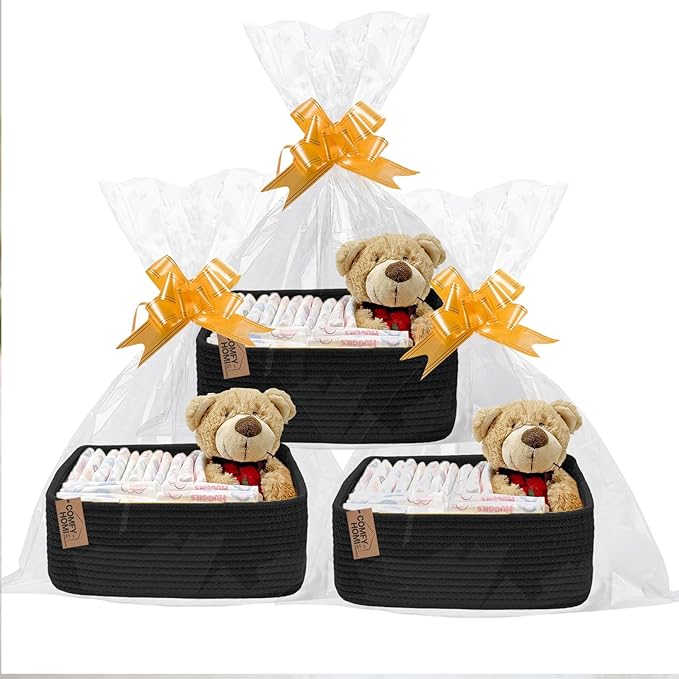 COMFY-HOMI 11.5"x7.5"x4.7" Storage Baskets for Organizing | Cotton Rope Woven Basket | Toy Storage Bin Box | Basket for Shelv