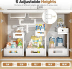 1 Pack 19IN Depth Under Sink Storage Organizer, Large 2-Tier Elegant Mesh Pull Out Shelf for Kitchen and Bathroom Cabinet Org