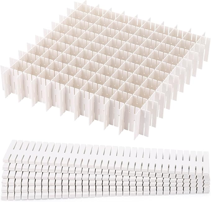 acDesign 40Pcs Grid Drawer Dividers, Adjustable Drawer Organizer for Socks, Underwear, Lingerie, Makeup, Bedroom Office Kitch