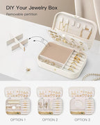 VLANDO Travel Jewelry Case for Women Girls, Gifts for Mother, PU Leather Small Jewelry Box for Rings, Necklaces, Bracelets, E