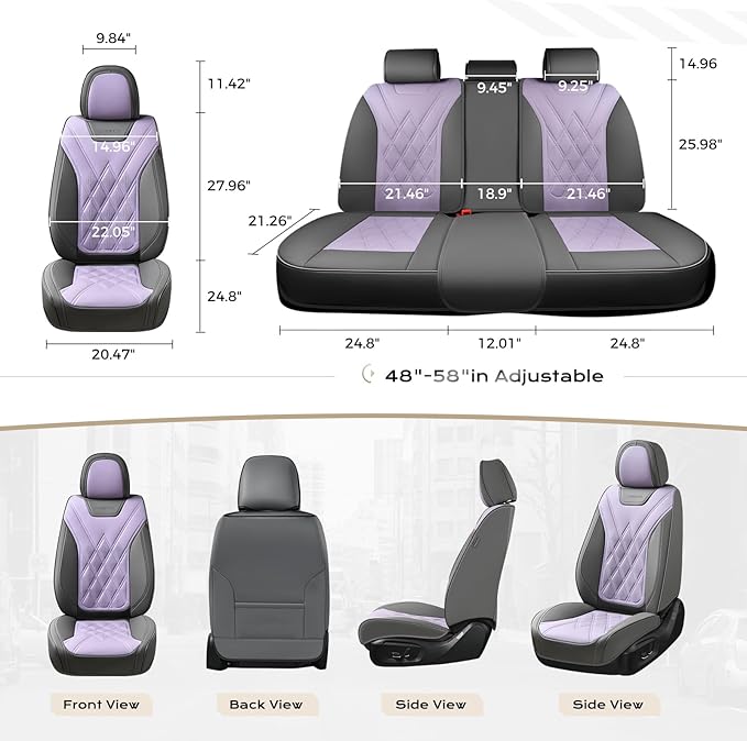 Coverado Car Seat Covers Full Set, Seat Covers for Cars, Waterproof Leather Automotive Seat Cover, Universal Car Interior Pro