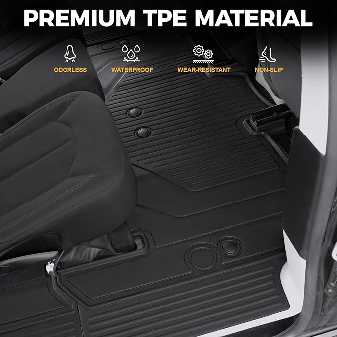 Floor Mats for Chrysler Pacifica 2017-2025 2026, All Weather Floor Mats Trunk Cargo Liner with Backrest Protectors Accessories, Full Coverage Set for 7/8 Seats (Not fit Hybrid)