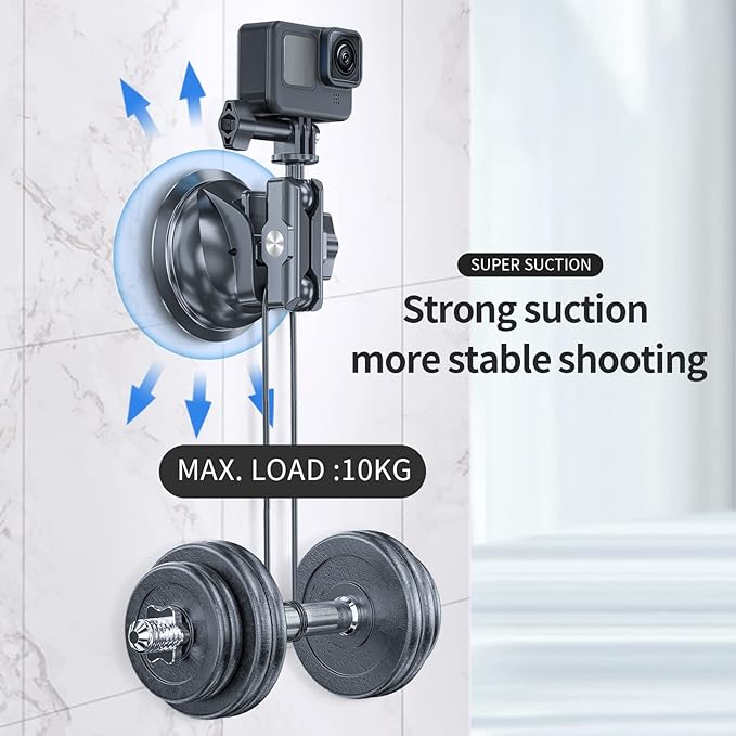TELESIN Suction Cup Car Mount with Phone Holder, Windshield Window Dashboard Boats Vehicle Attach for DJI Action 6 5 Pro Action 4 3 GoPro Max Mini Hero 13 12 11 10 9 Insta360 X5 X4 X3 Ace Pro Pocket 3