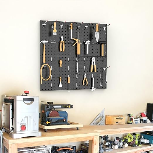 TORACK 2-Pack 12x24 inch Metal Pegboard Panels for Garage Wall, Tool Organizer Pegboard for Workbench, Workshop, Tool Storage