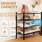 4 Tier Bamboo Shoe Rack Storage Organizer for Closet, Multifunctional Stackable Free Standing Shoe Shelf Organizer for Small 