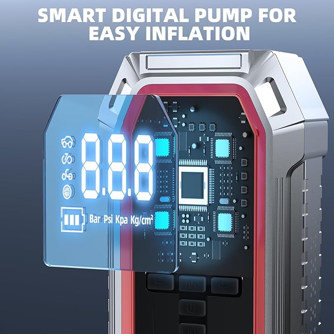 Jump Starter with Air Compressor, 5000A Peak Car Battery Jump Starter(9.0 Gas/8.0L Diesel), 160PSI 12V Jump Box Car Battery