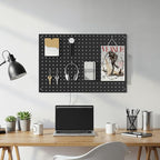 Peg Board, 2 Pack Metal Pegboard Panels Black Pegboards Wall Organizer with Frame Large Heavy Duty Peg Board with Hooks for W