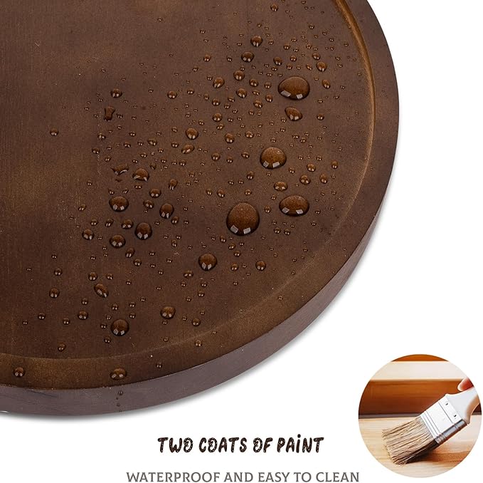 Round Decorative Tray Wood Bathroom Counter Organizer Farmhouse Kitchen Decor Wooden Riser for Soap Dish, Perfume, Candle, Sp