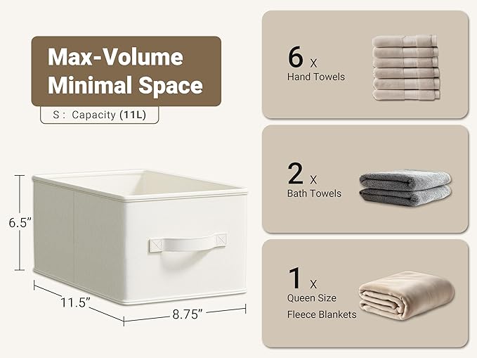 LayerSpace 3 Pack Fabric Storage Bins for Shelves | 11.5x8.75x6.5in Storage Baskets | Fabric Closet Organizers and Storage Bi