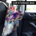 Car Trash Can, Cute Car Trash Bag, Hanging Car Organizer and Storage Bag, Trash Bin for Car Accessories, Vehicle, Travelling, Camping Luxury Purple Blue Marble