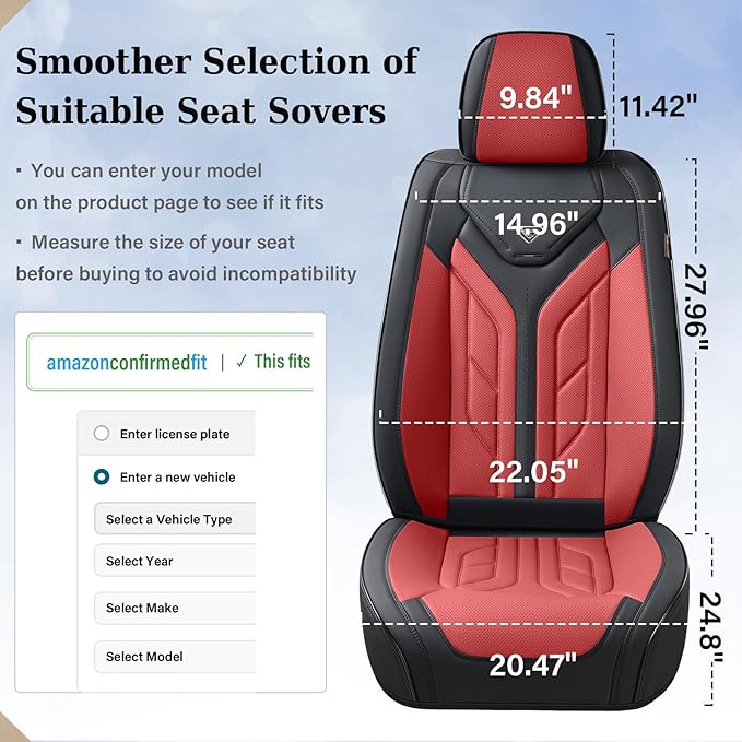Coverado Car Seat Covers Full Set, Automotive Seat Covers Car Seat Protector Car Seat Cushion, Waterproof Leather Seat Covers