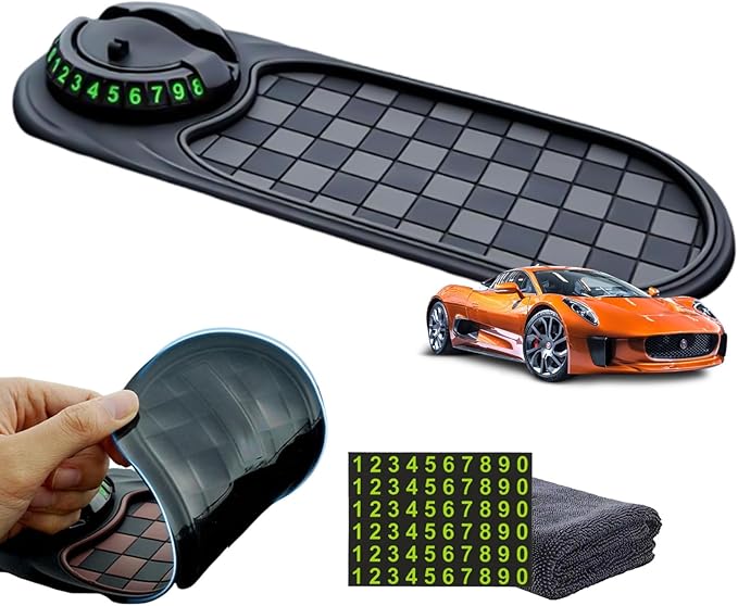 DDRIC Multifunction Car Anti-Slip Mat, Auto Universal Phone Holder, Rotatable Anti Skid Car Dashboard Pad with Temporary Park