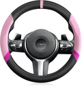 15'' Non-Slip Steering Wheel Cover for Women and Men– Made with Durable NAPA Leather for a Luxurious Feel, Breathable, Easy to Install, and Ideal for Everyday Use or Extended Road Trips (Pink B)