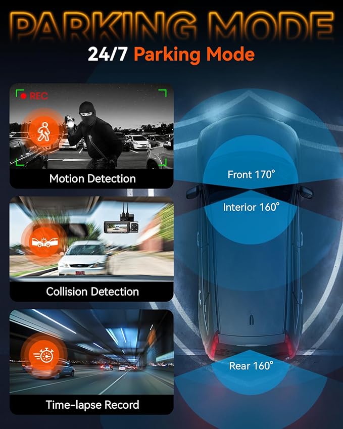 IIWEY 4K Dash Cam 3 Channel, Triple STARVIS 2 Sensors (IMX678 Front, IMX675 Cabin & Rear), 4K+2K+1080P HDR, Night Vision 3.0,