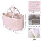 Large Baby Diaper Caddy Organizer for Girl Boy Rope Nursery Storage Bin Basket Portable Holder Tote Bag for Changing Table Ca