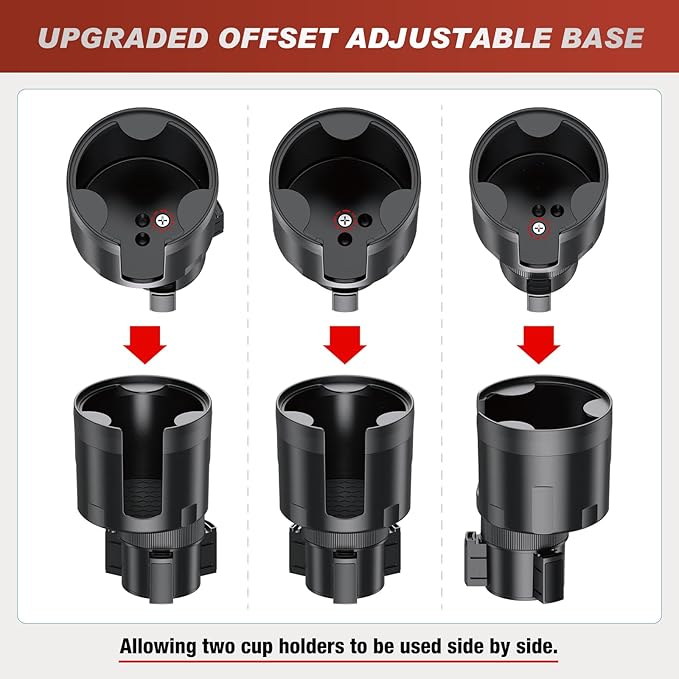 Frokom Cup Holder Expander for Car,Upgraded Car Cup Holder Expander Adapter with Offset Adjustable Base, Fit Most Large Bottl