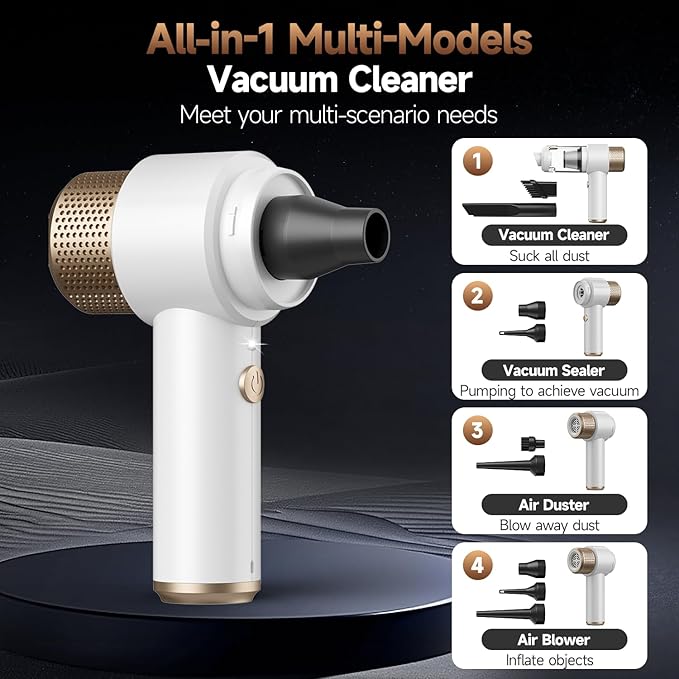 Car Vacuum Cleaner, 16000PA Mini Car Vacuum Cordless Powerful, 7 in 1 Portable Handheld Vacuum Cordless with LED Light, Dual 