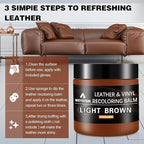 Leather Recoloring Balm - Light Brown Leather Repair Kit for Furniture, Dye, Recolor, Renew, Repair & Restore Aged, Faded, Cr