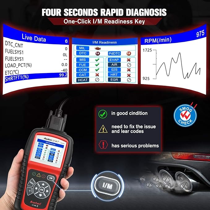 Autel AutoLink AL519 Car OBD2 Scanner, Classic Enhanced Mode 6 Engine Fault Code Reader OBDII CAN Diagnostic Scan Tool,