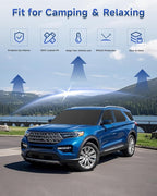 8PCS Window Shades for Ford Explorer(2020-2025) Accessories – Full Coverage Sun Shade for Side Windows, Rear Triangular & Windshield – UV Protection & Privacy for Camping, Napping, Relaxing