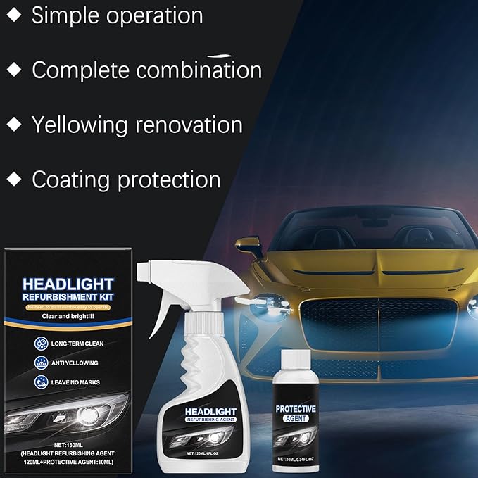 Headlight Restoration Kit, Headlight Refurbishment Spray, Car Headlamp Protective Agent, Headlamp Coating Polishing Kit for C