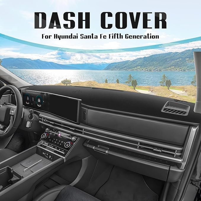 FIILINES Dash Cover for 2024-2026 Hyundai Santa Fe, Dashboard Mat Accessories Dash Cover Sunshade Nonslip Mesh Protector No G
