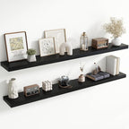 72 Inch Floating Shelves for Wall, 8 Inch Deep Floating Shelf for Storage & Display, Rustic Wall Mounted Shelf with Invisible