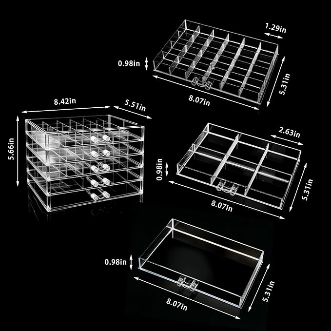 Clear Jewelry Box, Jewelry Organizer with 5 Drawers, 5-Layer Acrylic Storage Box for Women, Earring Display Holder for Earrin