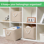 Bidtakay Large Storage Baskets for Shelves 3 Pack Fabric Storage Bins for Organizing Linen Collapsible Organizer for Closet-F