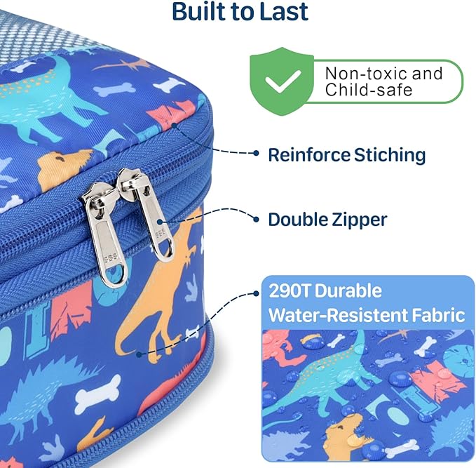 Kids Compression Packing Cubes, 4 Piece Set for Carry On Suitcase, Water Resistant Travel Luggage Organizers with Shoe Bag, T