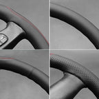 MEWANT Hand Stitch Steering Wheel Cover for Chevy Silverado 1500 2500 Black Smooth Perforated Faux Leather Steering Wrap
