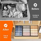 Lifewit 3 Pack Clothes Organizer, 6 Grids Closet Jean Storage Bins with Handles and Support Boards, Foldable Drawer Organizer