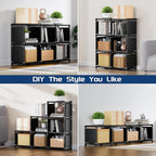 Mavivegue Book Shelf, 6 Cube Storage Organizer, DIY Bookcase, Metal Cube Bookshelf,Tall Book case for Bedroom, Living Room,Of