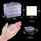 Bead Organizer Box, 84pcs Small Plastic Containers with Lids and Labels, 3-Tier Stackable Storage Box, Mini Clear Bead Storag